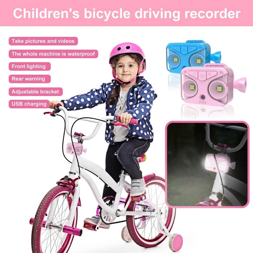 Telecamera per bici per bambini con luce per bicicletta