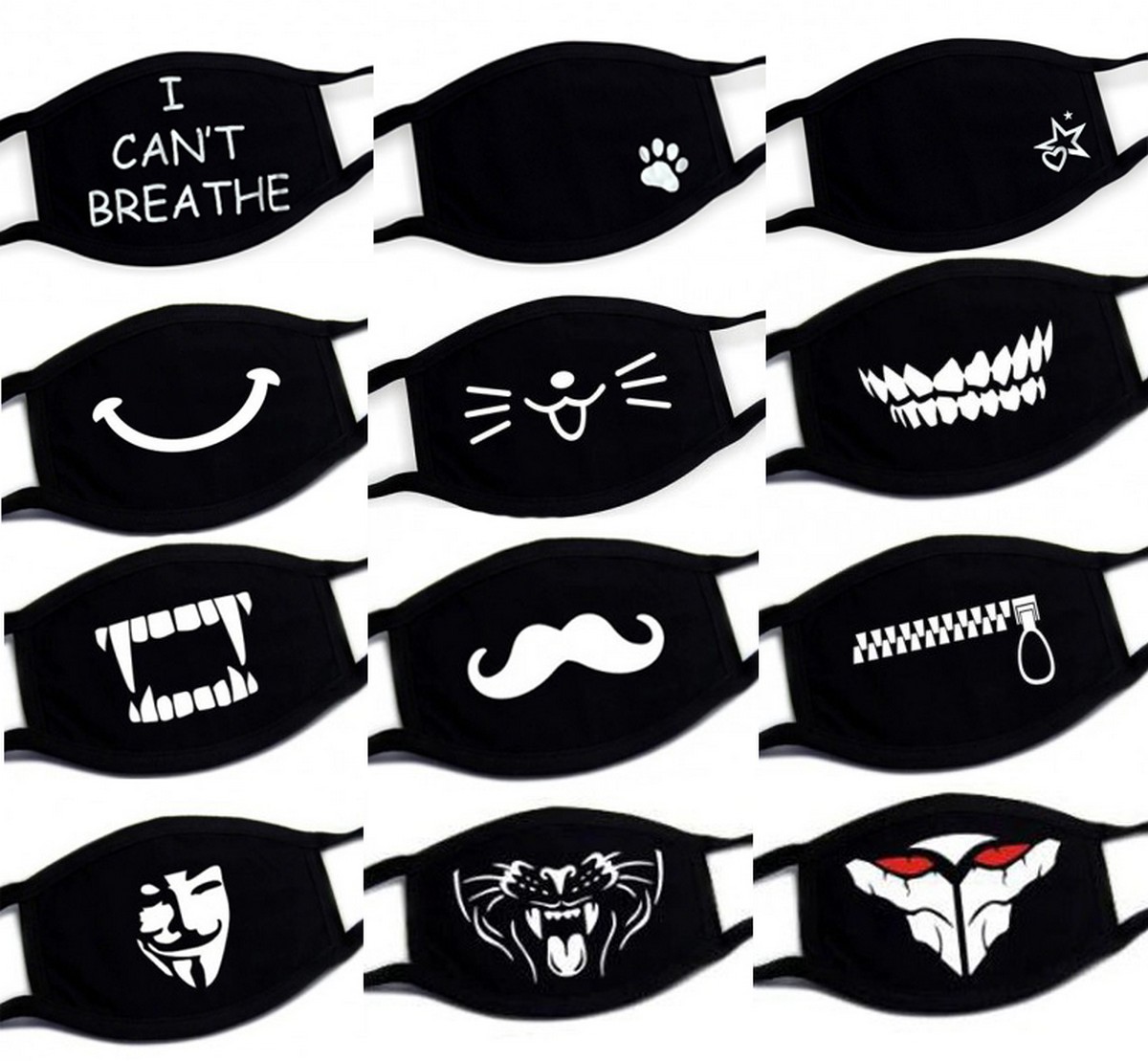 maschere nere con disegni
