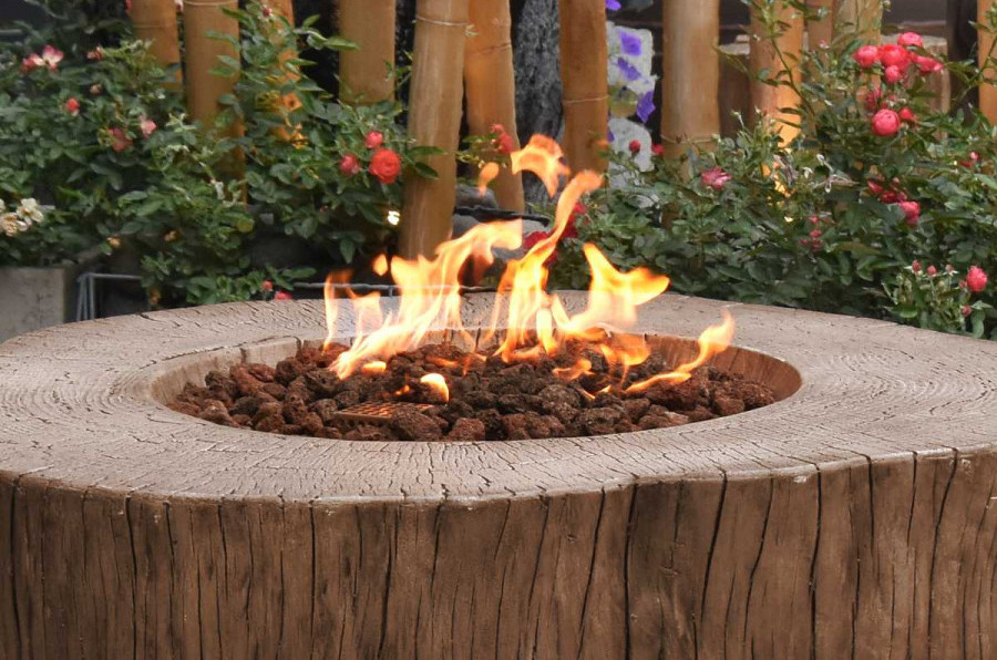 Stump firepit caminetto in legno finto imitazione da cemento